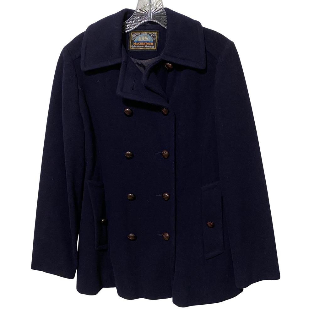 Vtg 80s 90s Womens Mackintosh Authentic Peacoat Navy Blue Size 6 Wool Nautical